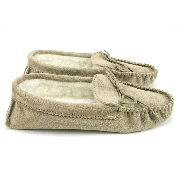 The Shepherd's Knot Other - New UK Calfskin Shearling Tan Leather Slippers